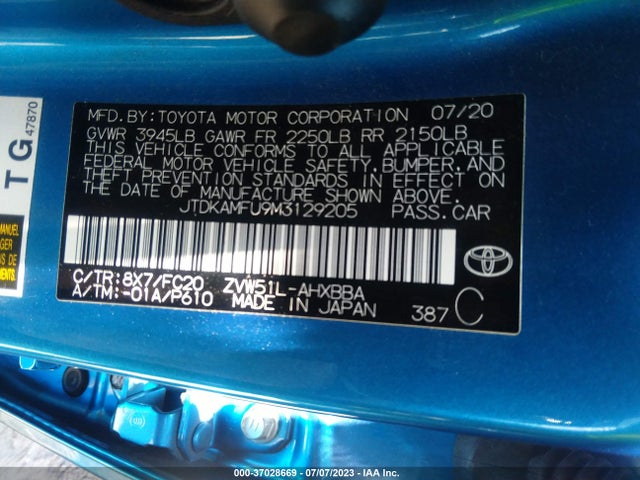 Toyota Prius L 2021 JTDKAMFU9M3129205 Image 15
