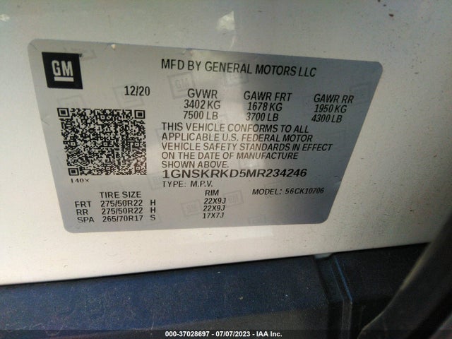 Chevrolet TAHOE RST 2021 1GNSKRKD5MR234246 Image 15