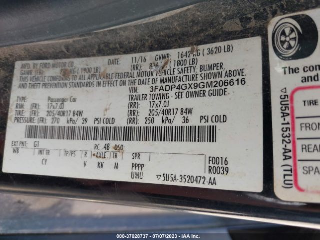 3FADP4GX9GM206616 Ford FIESTA ST