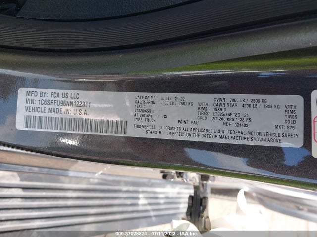1C6SRFU96NN122311 RAM 1500 Trx