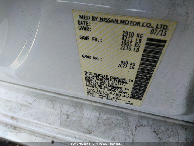 2015 NISSAN ALTIMA 2.5 SV VIN: 1N4AL3AP3FC478130