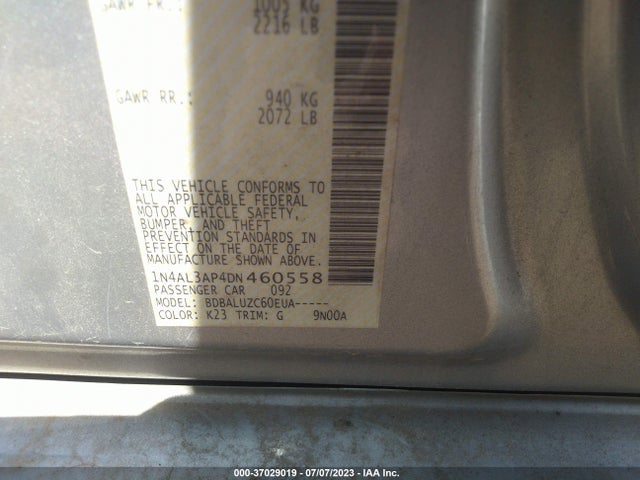 2013 NISSAN ALTIMA 2.5 SV VIN: 1N4AL3AP4DN460558