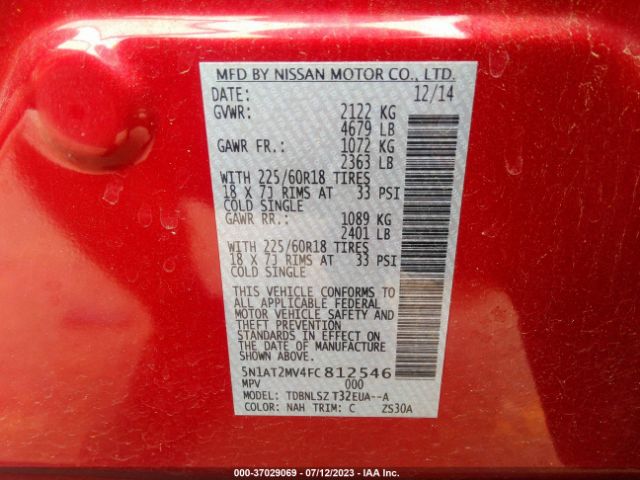 5N1AT2MV4FC812546 Nissan Rogue Sl