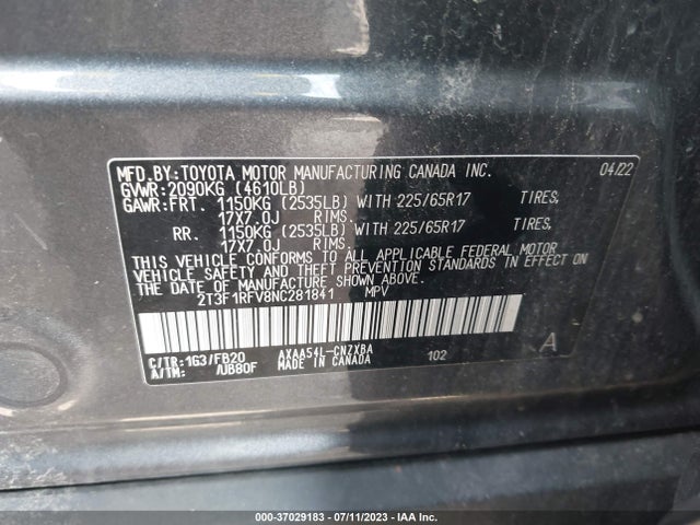 Toyota RAV4 LE 2022 2T3F1RFV8NC281841 Image 9