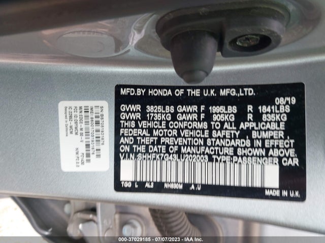 Honda Civic Hatchback Sport 2020 SHHFK7G43LU202003 Image 9