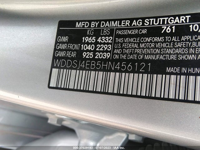 WDDSJ4EB5HN456121 Mercedes-Benz Cla Cla 250