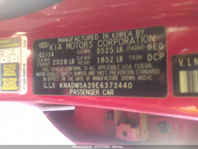 2014 KIA RIO LX VIN: KNADM5A39E6373440