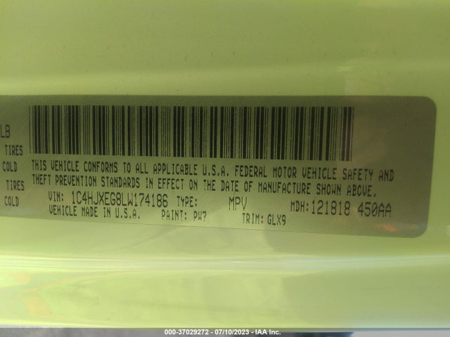 1C4HJXEG8LW174186 Jeep Wrangler Unlimited Sahara Altitude