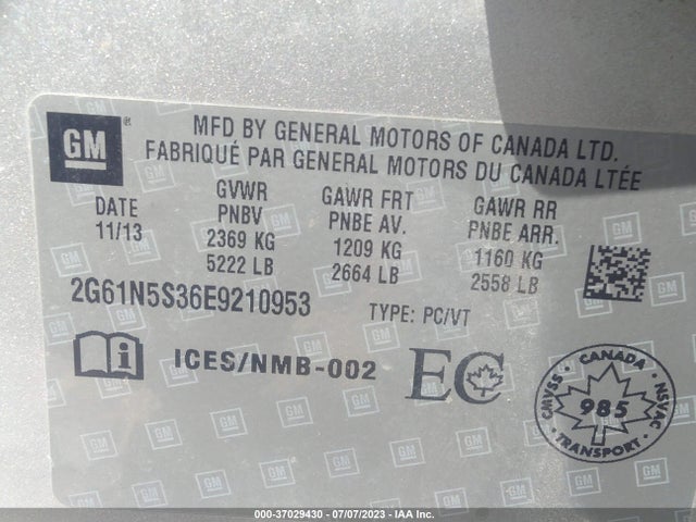 2014 CADILLAC XTS LUXURY VIN: 2G61N5S36E9210953