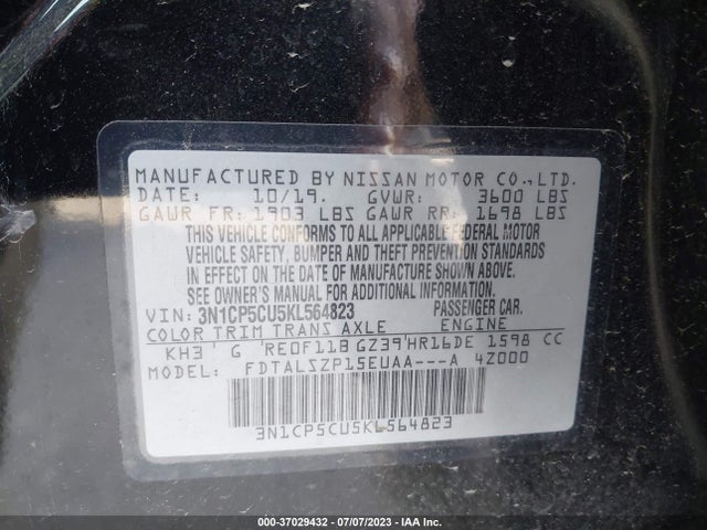 Nissan KICKS SV 2019 3N1CP5CU5KL564823 Image 9