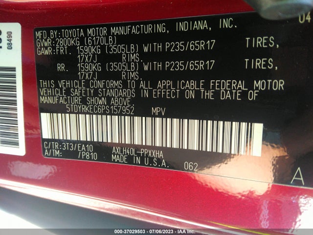 2023 Toyota Sienna, VIN: 5TDYRKEC6PS157952