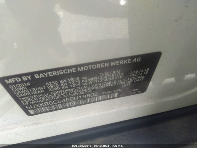 BMW X5 Xdrive35i 2014 5UXKR0C54E0H19802 Image 9
