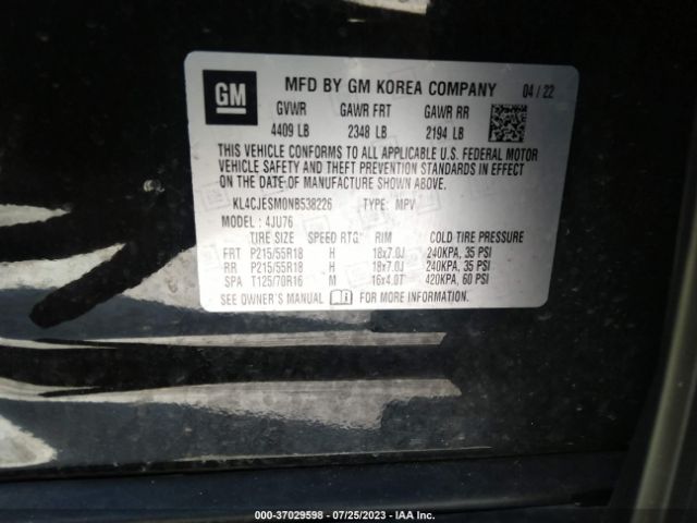 KL4CJESM0NB538226 Buick Encore Awd Preferred