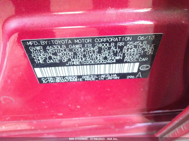 Lexus IS 350 2014 JTHBE1D20E5002464 Image 9