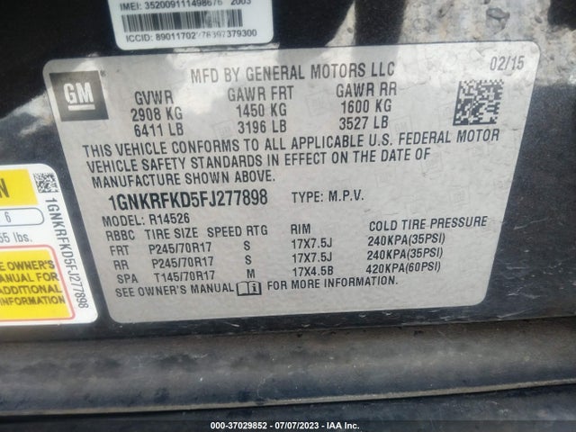 Chevrolet Traverse Ls 2015 1GNKRFKD5FJ277898 Image 10