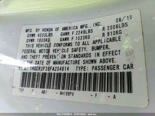 Honda Accord Sedan Lx 2015 1HGCR2F36FA204614 Image 16
