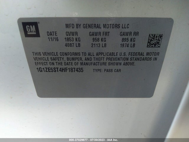 Chevrolet MALIBU 1LT 2017 1G1ZE5ST4HF187435 Image 9