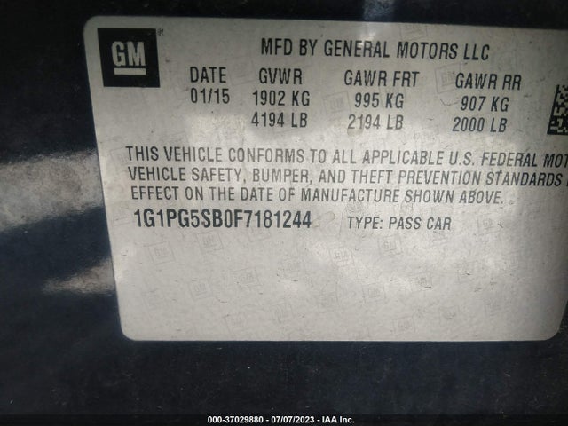 Chevrolet CRUZE LTZ 2015 1G1PG5SB0F7181244 Image 10