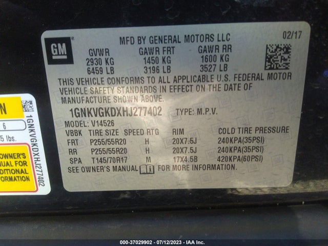 Chevrolet Traverse Lt 2017 1GNKVGKDXHJ277402 Image 15