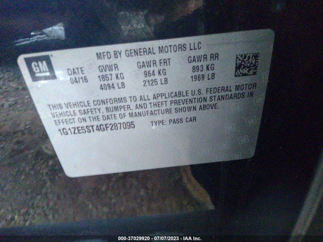 Chevrolet MALIBU LT 2016 1G1ZE5ST4GF287095 Image 10
