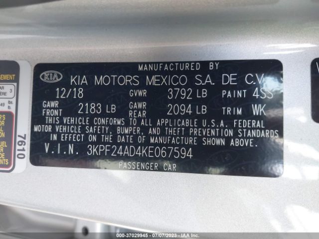 3KPF24AD4KE067594 KIA Forte Lxs