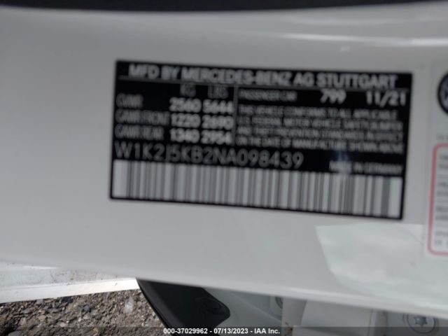 W1K2J5KB2NA098439 Mercedes-Benz Cls Cls 450