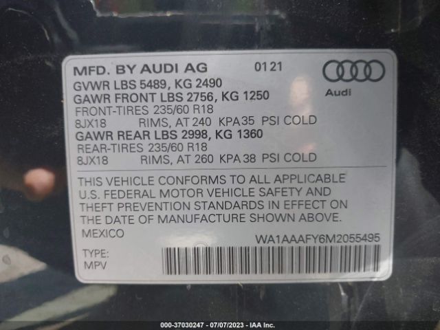 WA1AAAFY6M2055495 Audi Q5 PREMIUM