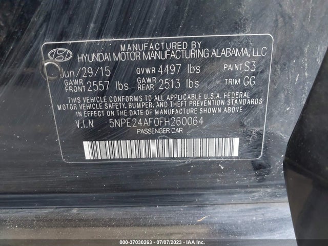 Hyundai Sonata 2.4l Se 2015 5NPE24AF0FH260064 Image 10