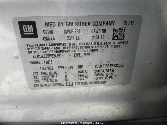 Chevrolet TRAX LS 2017 KL7CJKSB5HB246916 Image 16