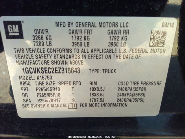 Chevrolet Silverado 1500 Ltz 2014 1GCVKSEC2EZ315643 Image 9