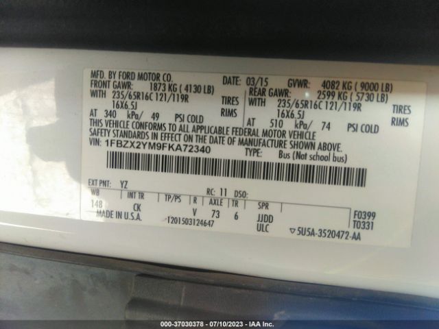 1FBZX2YM9FKA72340 Ford Transit Wagon Xl/xlt