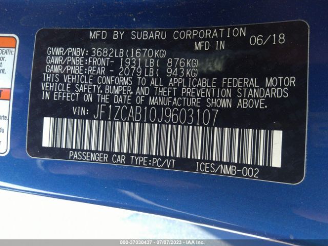 JF1ZCAB10J9603107 Subaru Brz Premium