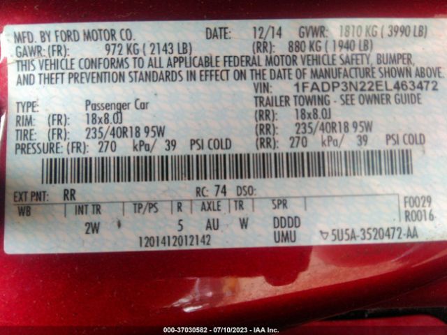 1FADP3N22EL463472 Ford Focus Titanium