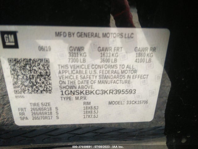 Chevrolet Tahoe Lt 2019 1GNSKBKC3KR395593 Image 9