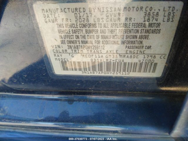3N1AB7AP0HY259112 Nissan SENTRA SR