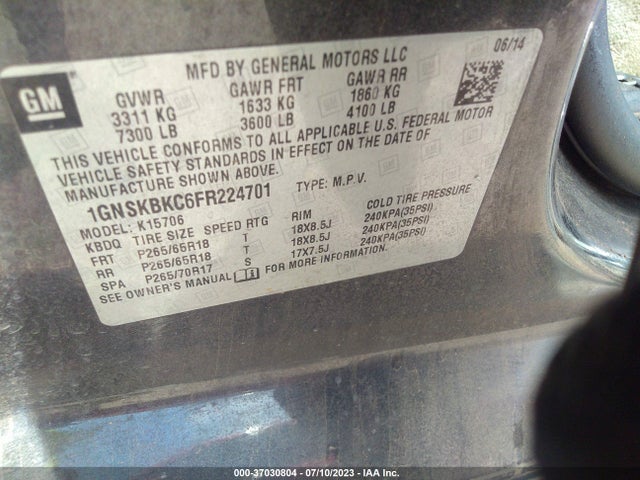 Chevrolet Tahoe Lt 2015 1GNSKBKC6FR224701 Image 9
