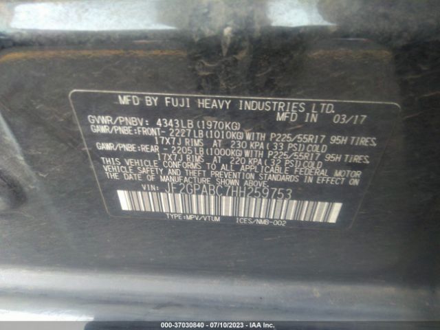 JF2GPABC7HH259753 Subaru Crosstrek Premium