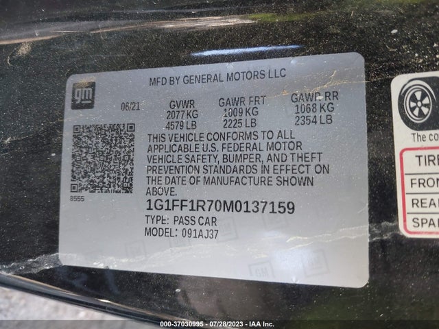 Chevrolet Camaro 1ss 2021 1G1FF1R70M0137159 Image 9