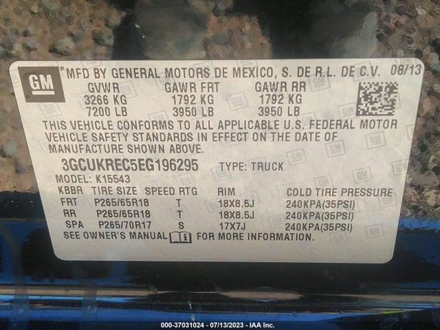 Chevrolet Silverado 1500 Lt 2014 3GCUKREC5EG196295 Image 15