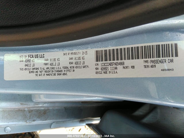 2015 Chrysler 200 Limited მანქანა იყიდება აუქციონზე, vin: 1C3CCCAB5FN654868, აუქციონის ნომერი: 37031462