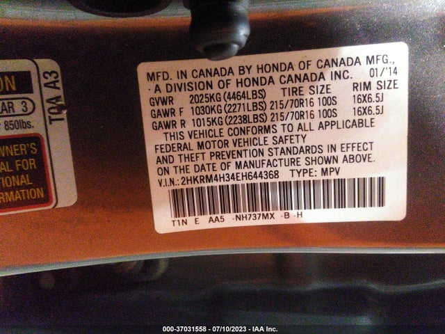 Honda CR-V LX 2014 2HKRM4H34EH644368 Image 9