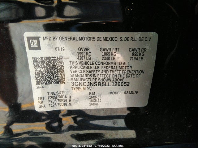 Chevrolet TRAX LS 2020 3GNCJNSB5LL126052 Image 9