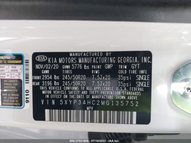 5XYP34HC2MG135752 KIA Telluride Ex