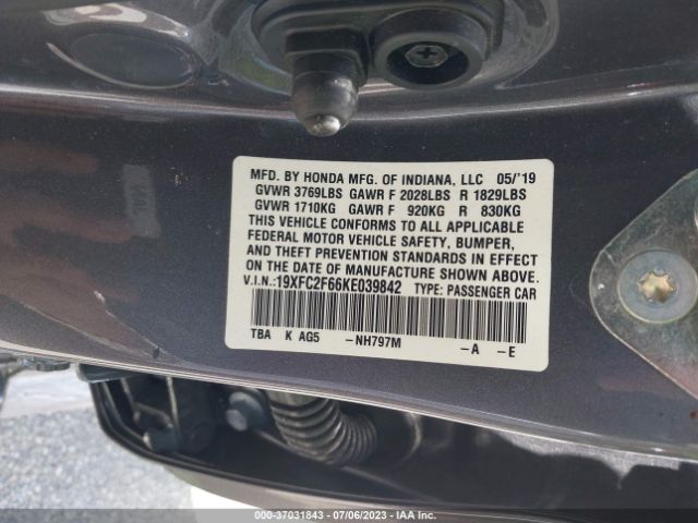 19XFC2F66KE039842 Honda Civic Sedan Lx