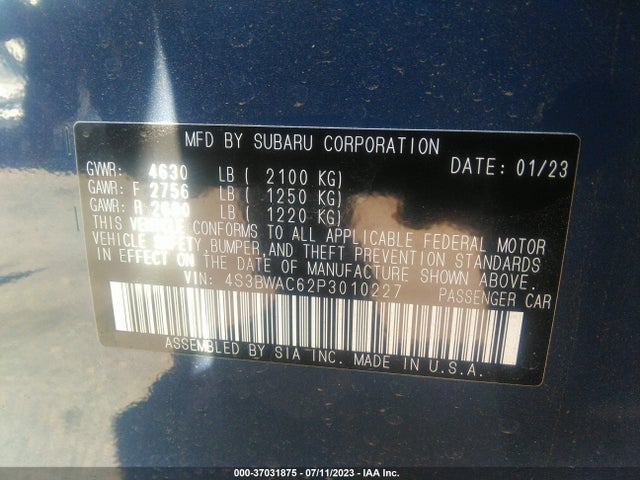 2023 Subaru Legacy, VIN: 4S3BWAC62P3010227