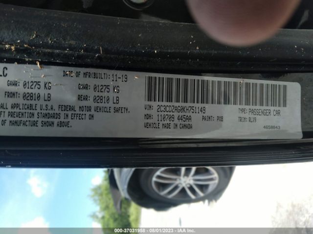 2C3CDZAG0KH751149 Dodge Challenger Sxt