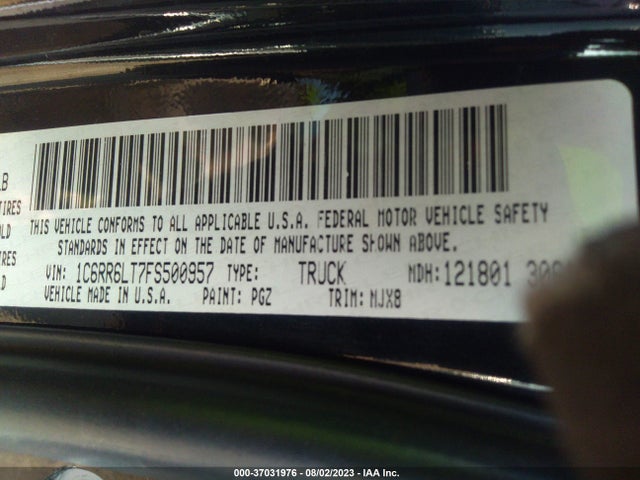 2015 RAM 1500 LONE STAR VIN: 1C6RR6LT7FS500957