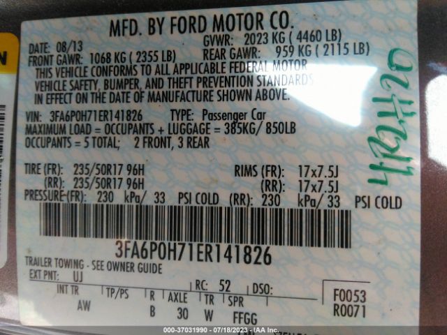 3FA6P0H71ER141826 Ford FUSION SE