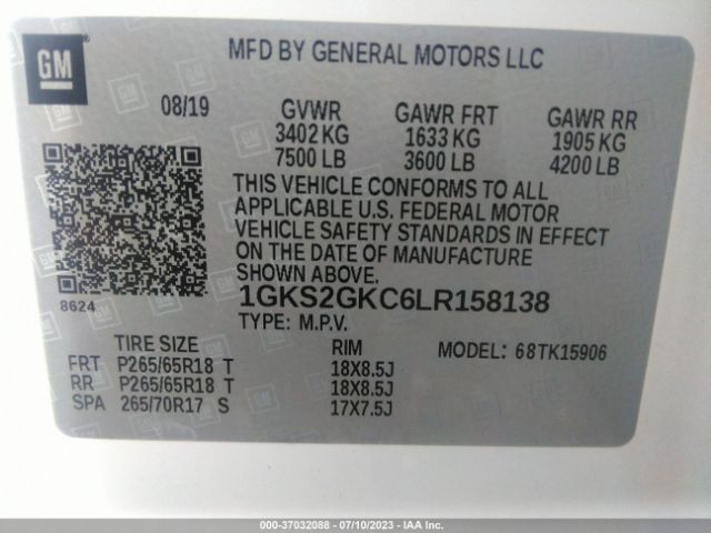 1GKS2GKC6LR158138 GMC Yukon Xl Slt