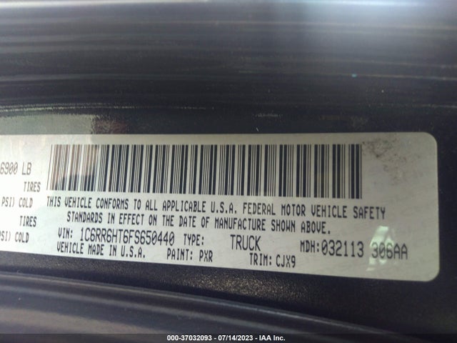 1C6RR6HT6FS650440 RAM 1500 Sport